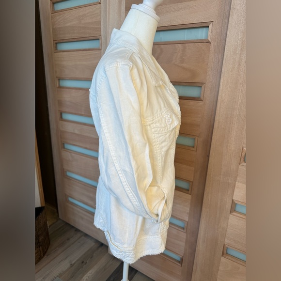 Nicole Miller Original Frayed Linen Jacket in White - Size L - Picture 3 of 7